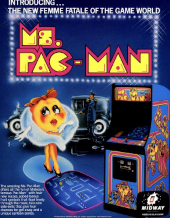 An advertisement for Ms. Pac-Man, circa 1982. 